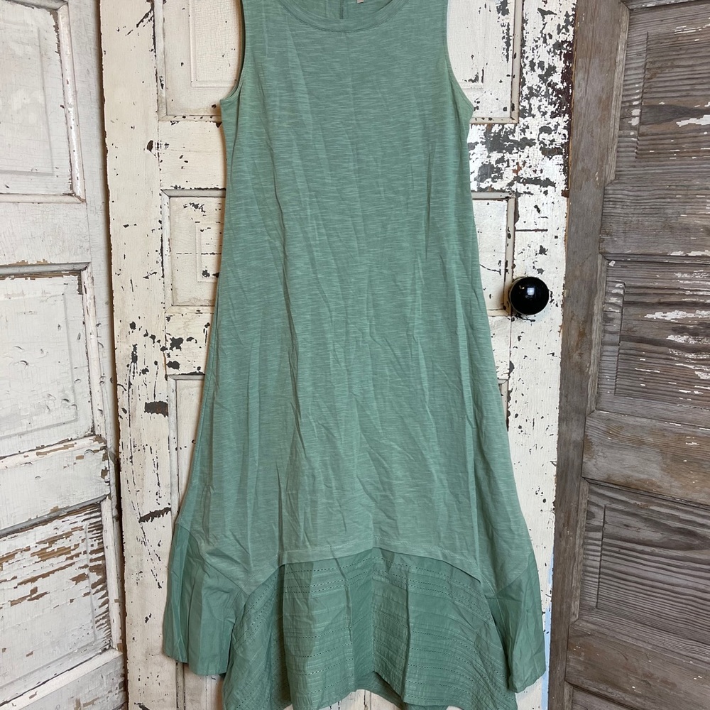 Logo slub knit tank dress with eyelet